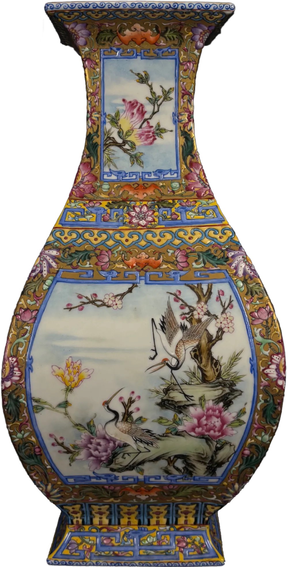 賞用透彫四季花鳥文七宝瓶 - Rare