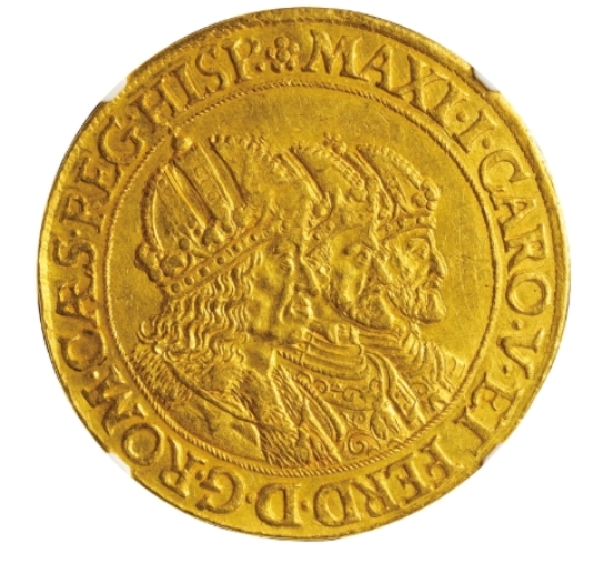 ボヘミア マティアス 2 世 三皇帝銘 10 ダカート金貨 - PCGS(MS60)