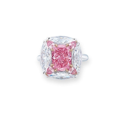 Fancy Vivid Purplish Pink IF diamond ring - GIA