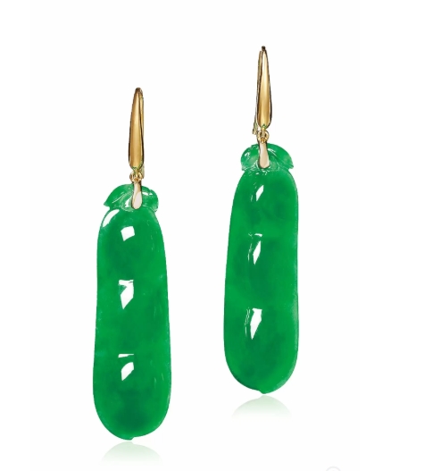 Natural Jadeite "Blessing Bean" Earrings - GIA