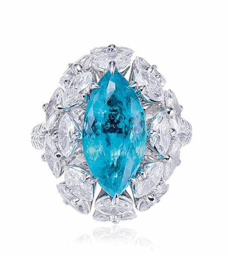 Brazilian Paraíba Tourmaline with Diamond Ring - GIA